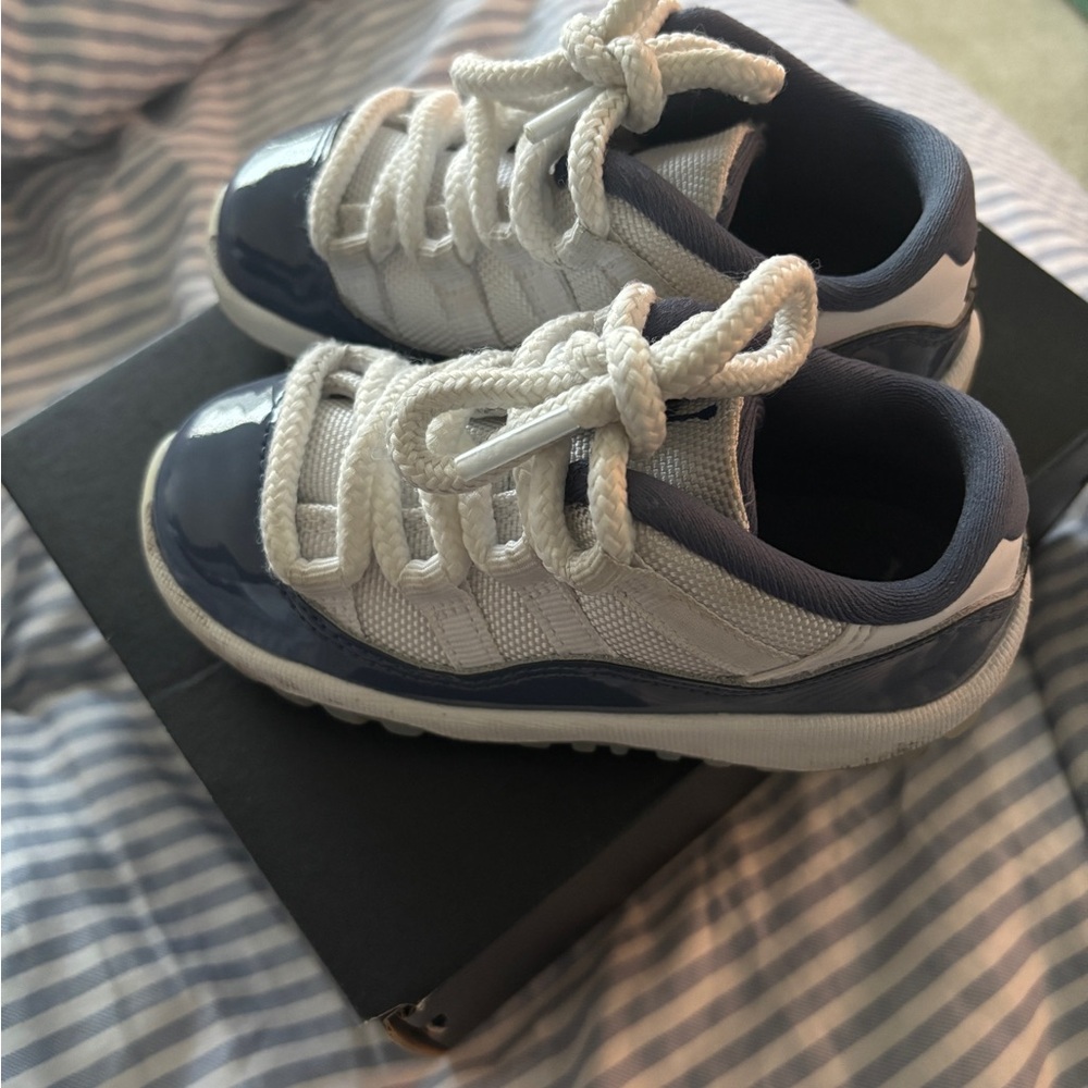 Jordan White and Blue Sneakers Classic Athletic Style